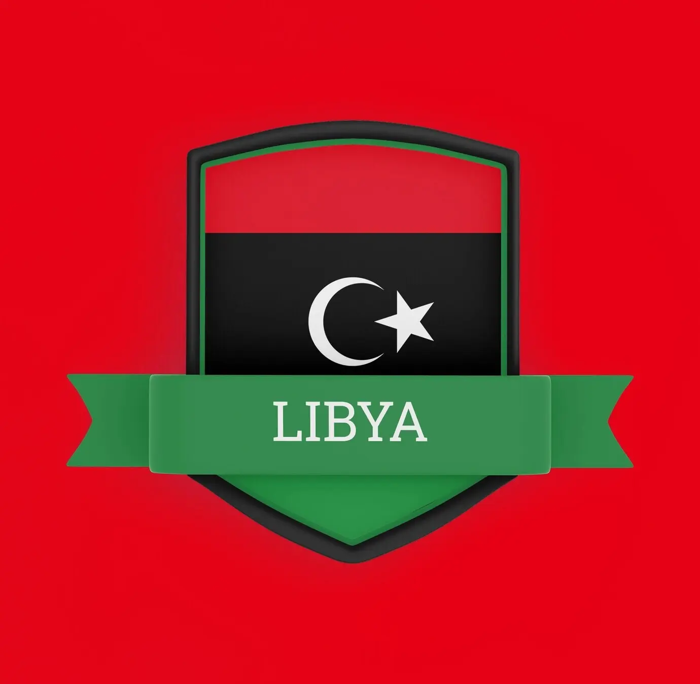 Libysche Flagge mit Banner